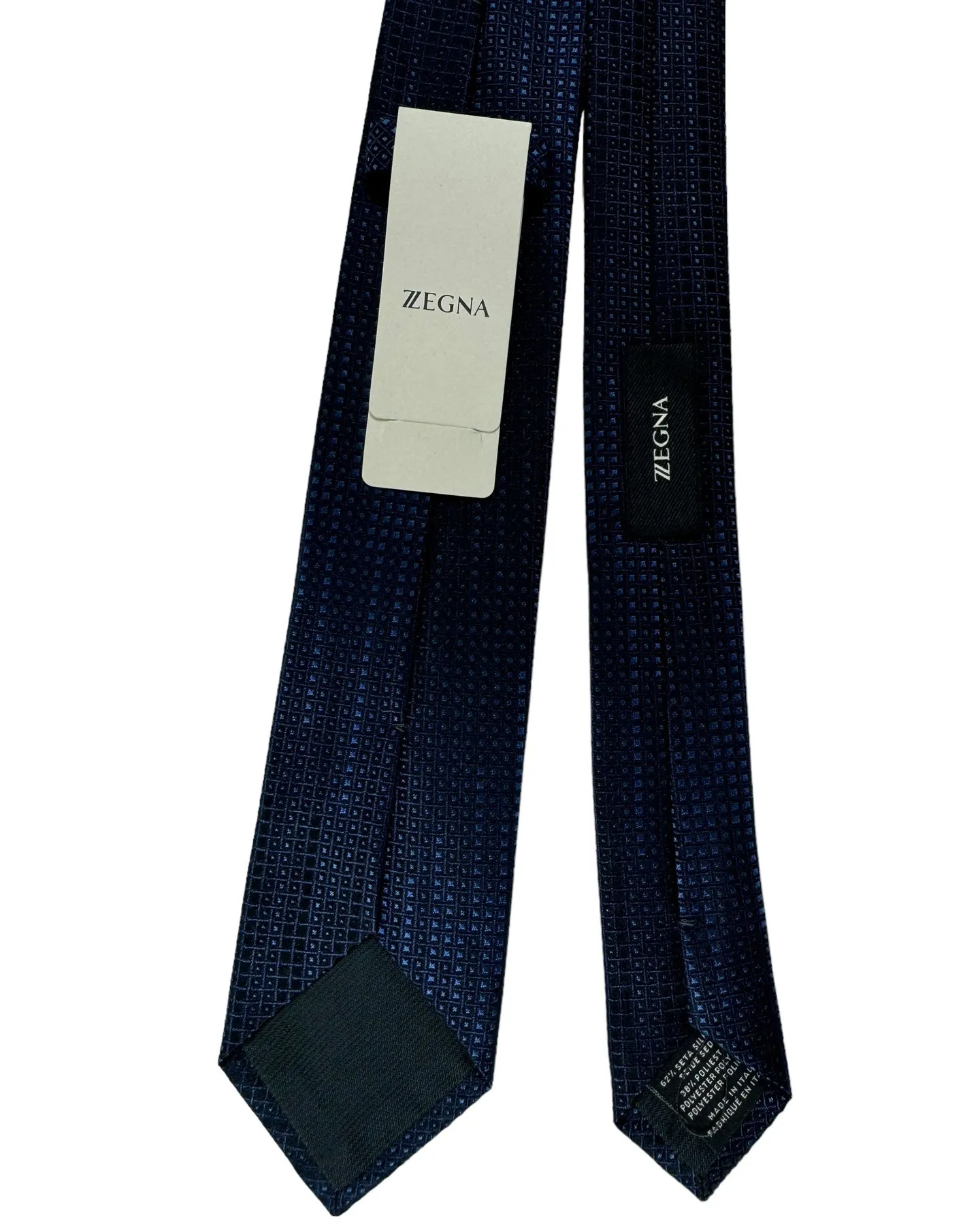 Ermenegildo Zegna Skinny Tie Dark Blue Black Squares SALE