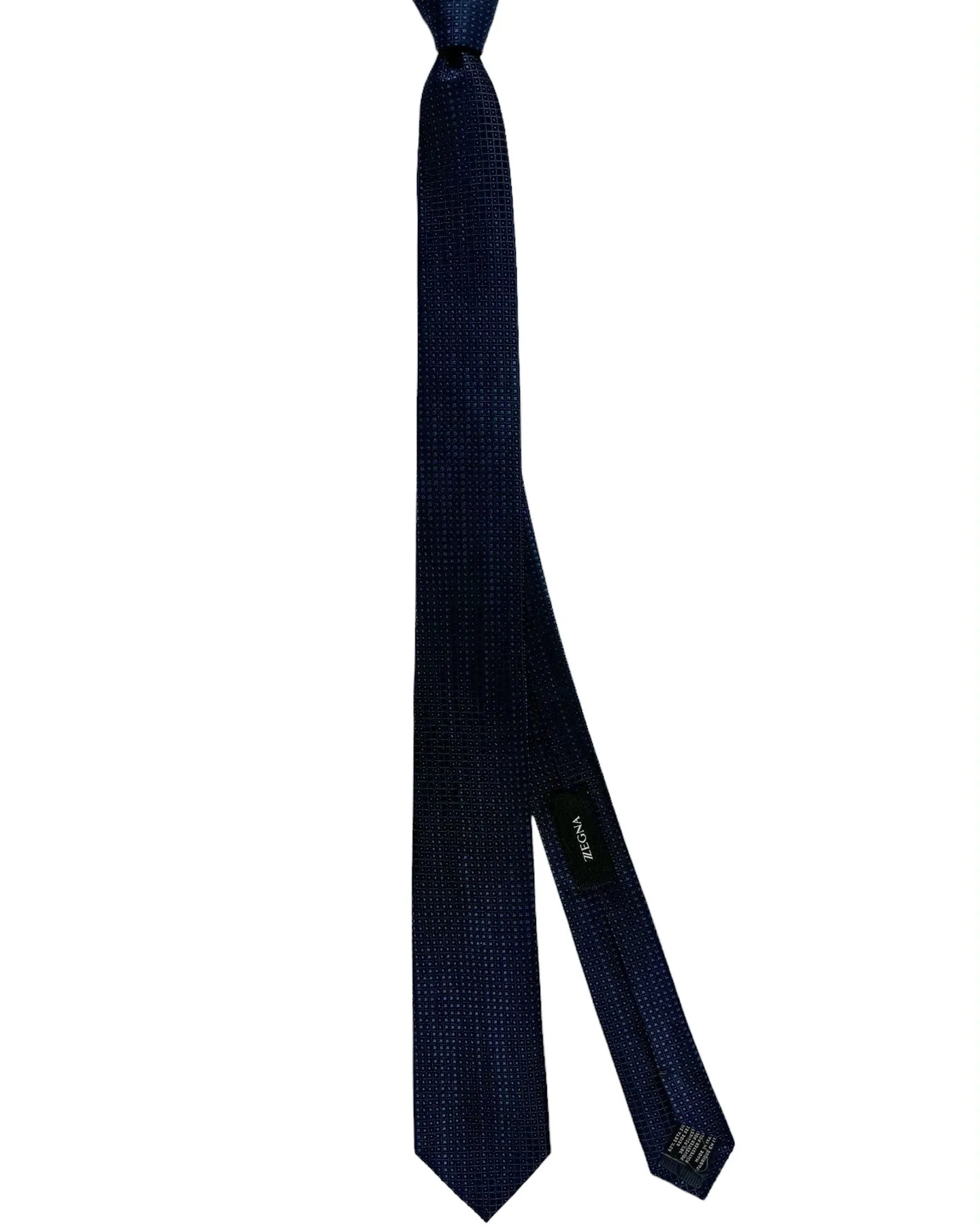 Ermenegildo Zegna Skinny Tie Dark Blue Black Squares SALE