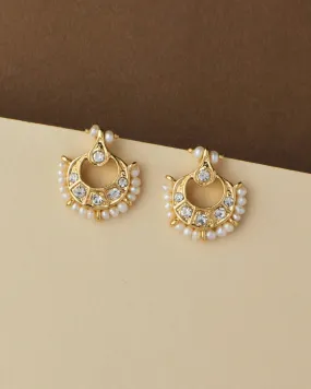 Ethnic Real Pearl Stud Earring