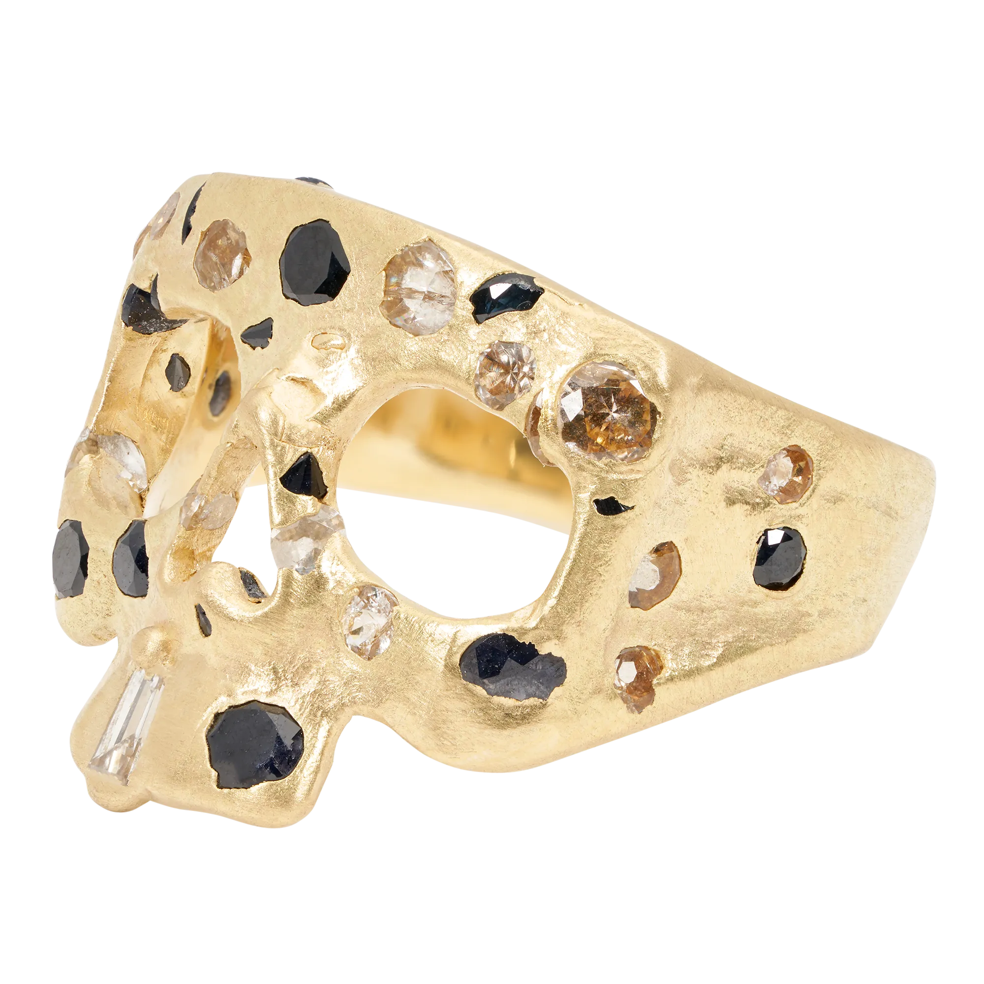 Extra Small Black & White Confetti Skull Ring - Size 4.5 - 11546