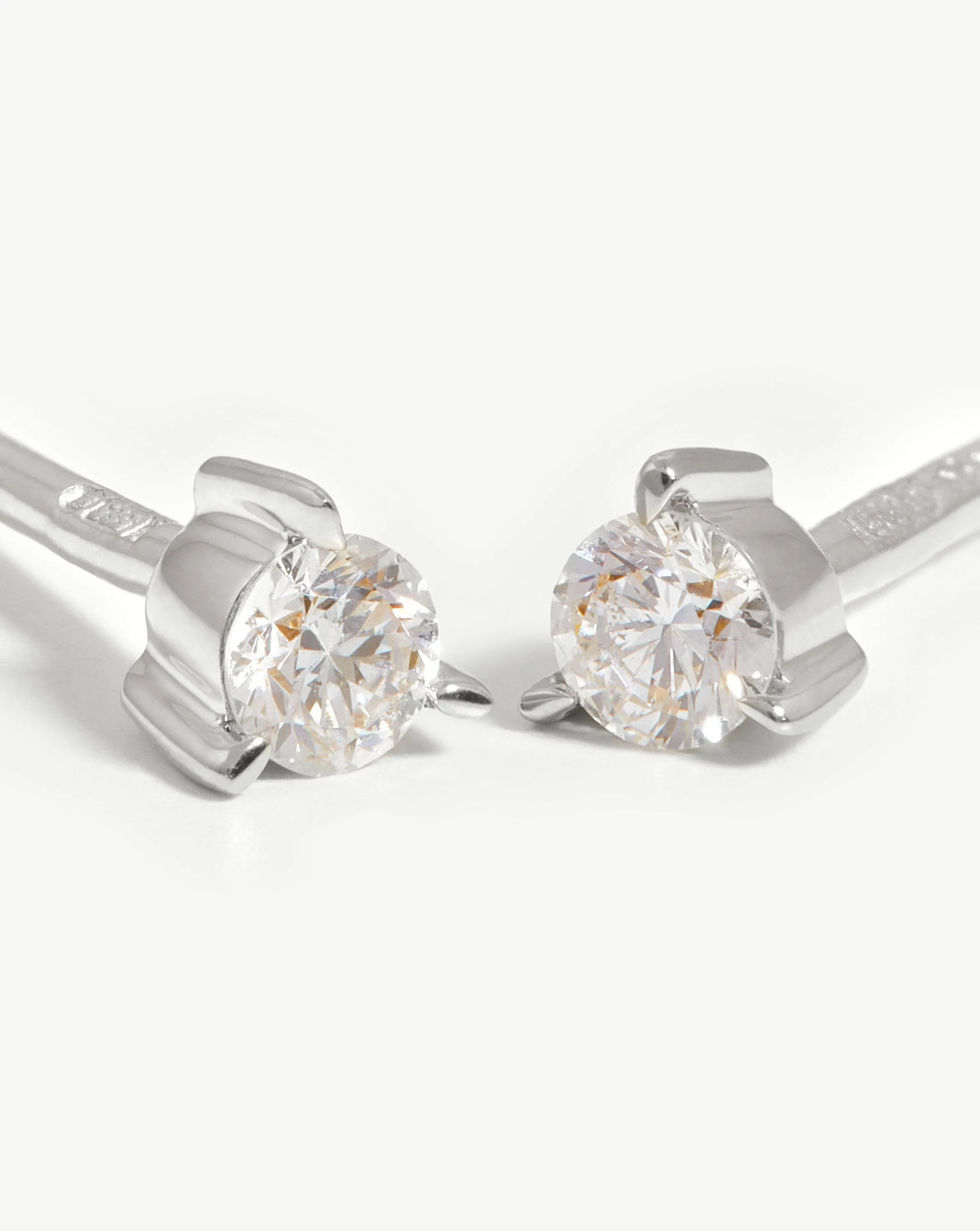 Fine Small Solitaire Diamond Stud Earrings