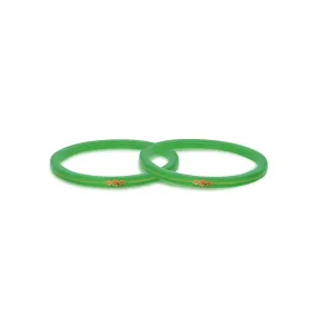 Gold Small Swastika Design Green Bangle