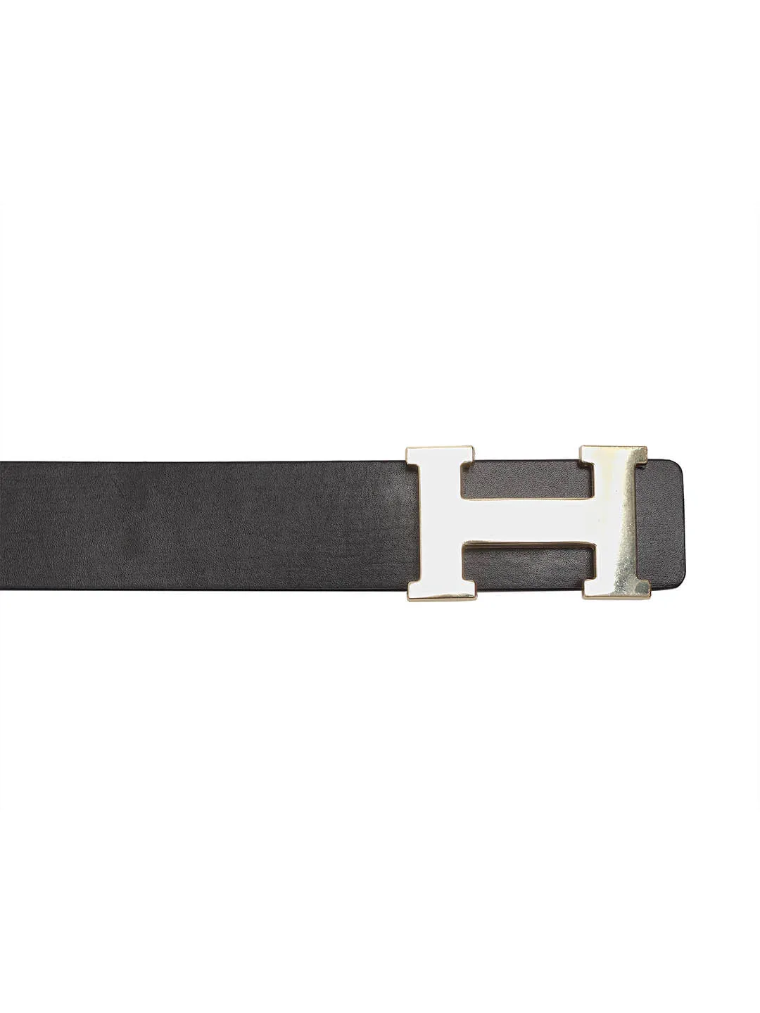 Optimal Black Leather Belt with H-Buckle