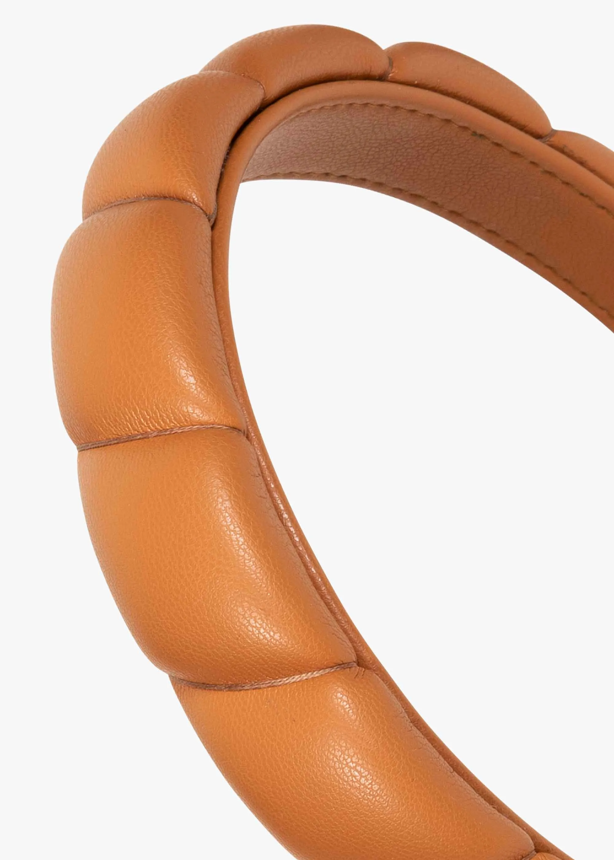 Hadley Quilted Leather Headband -- Saddle