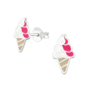 Ice Cream Cone Stud Earrings in Sterling Silver