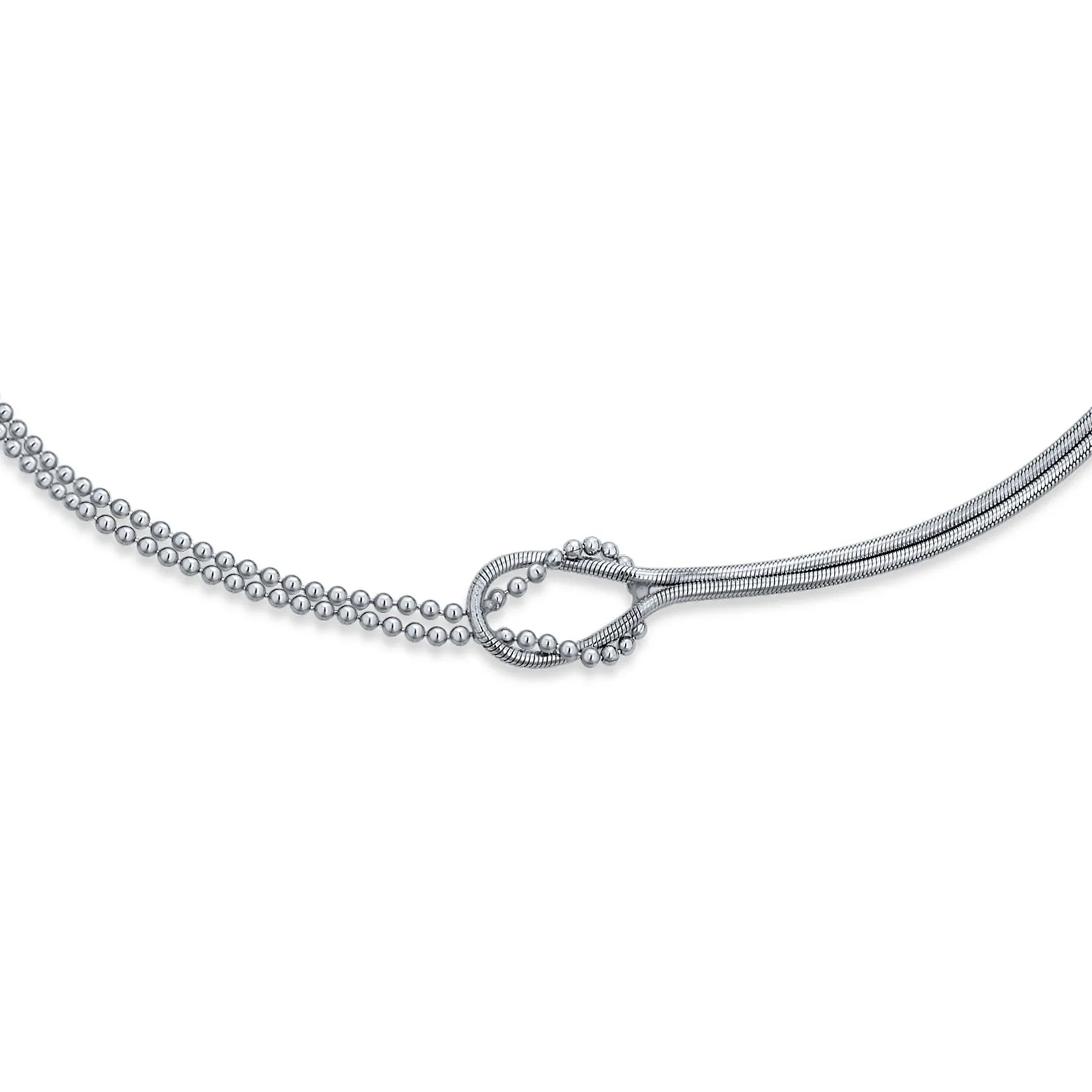 Infinity Love Knot Anklet Beaded Ball & Snake Chain Sterling Silver