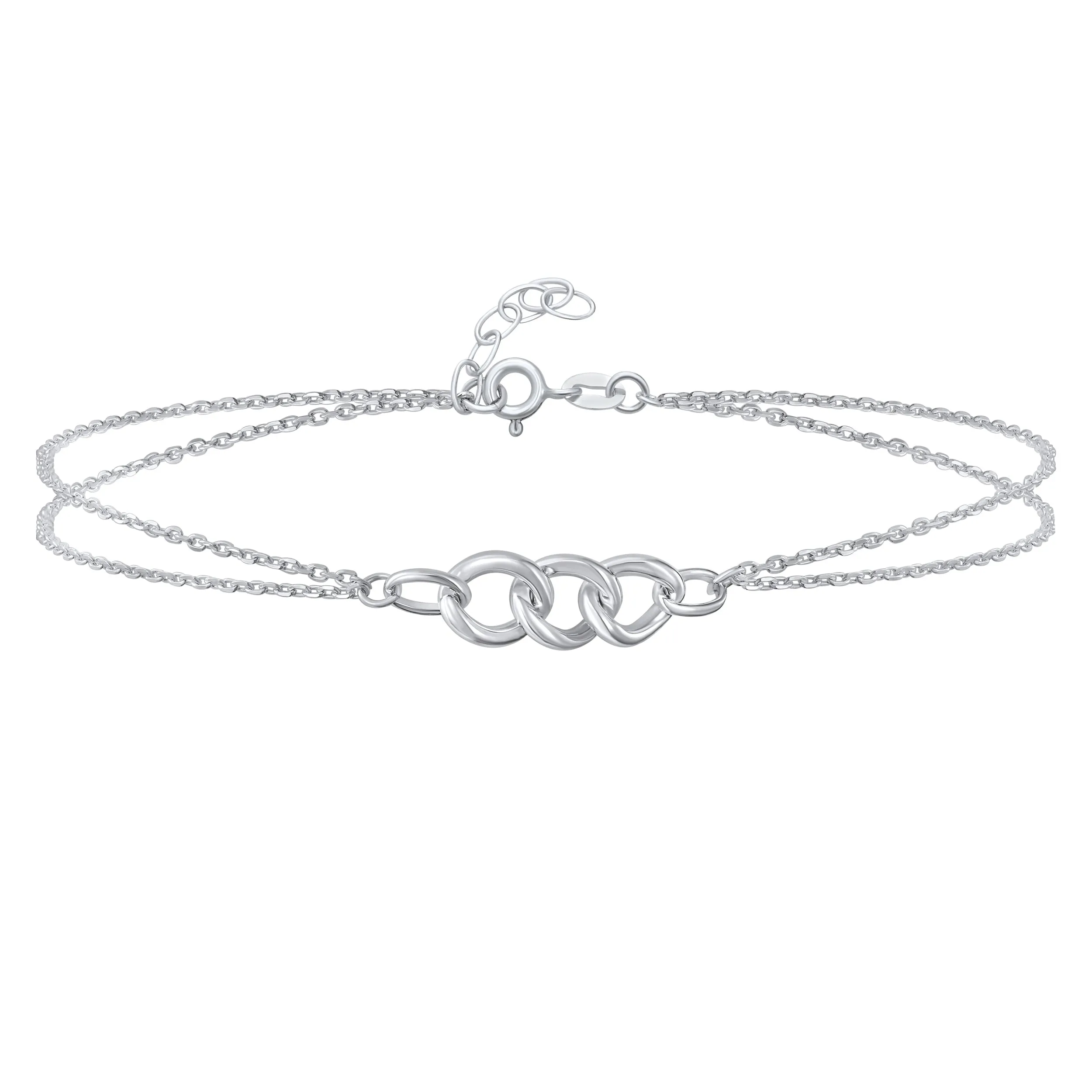 Infinity Love Knot Anklet Beaded Ball & Snake Chain Sterling Silver