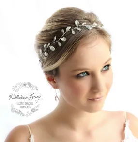 Jaune Silver metallic leaf hair vine, wreath - Custom colors to order are Rose gold, gold, Silver