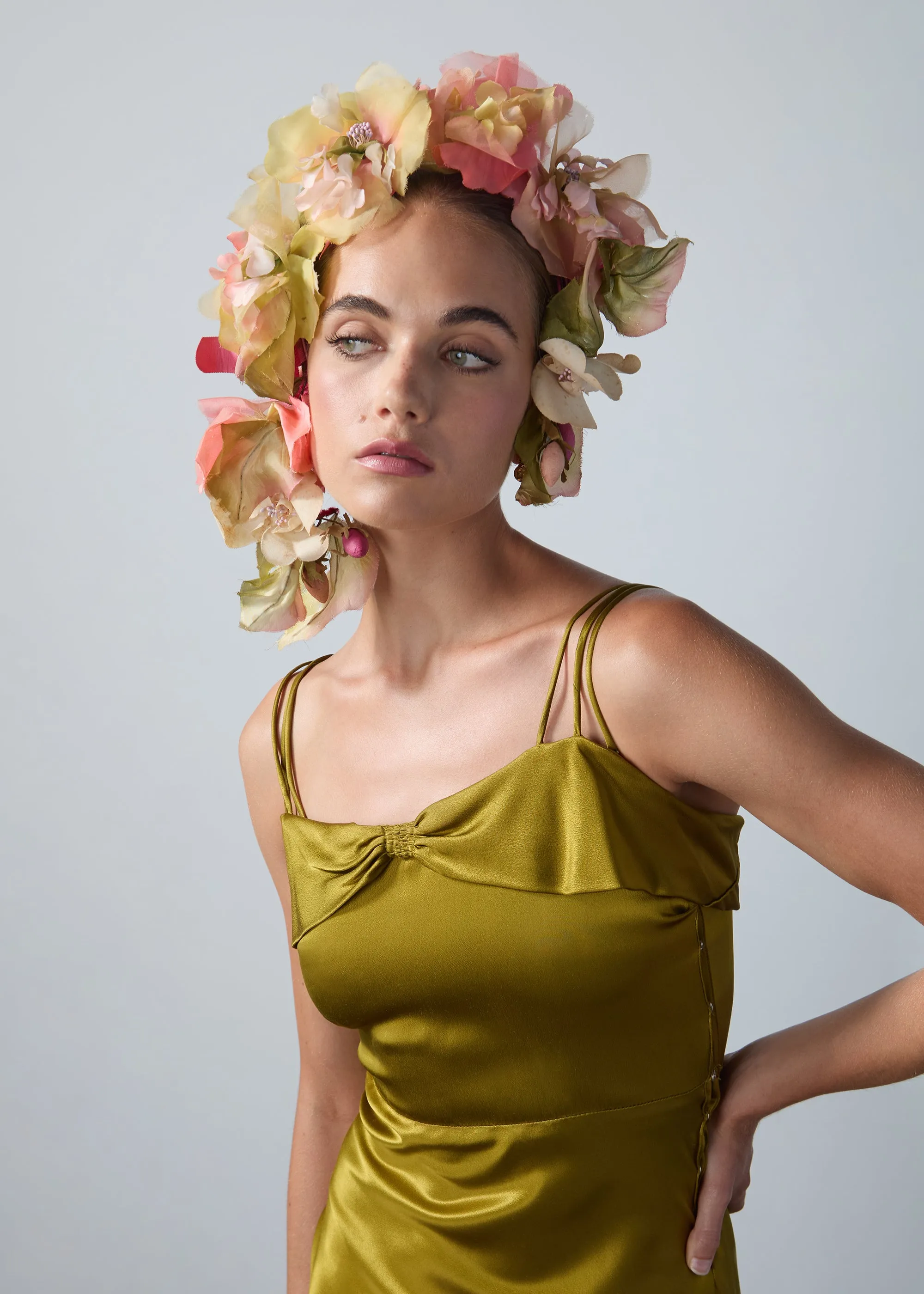 Jennifer Behr x New York Vintage Clementine Cascade Headpiece -- Garden