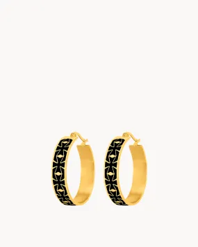 Kavallieri Black Maltese Cross Statement Hoop Earrings, Gold