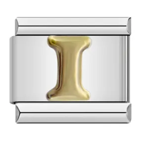 Letter I in Gold, on Silver