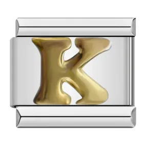 Letter K in Gold, on Silver