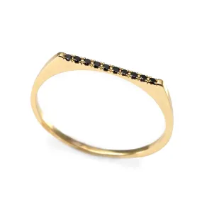 Miranda Encrusted Gold Ring Black Diamonds