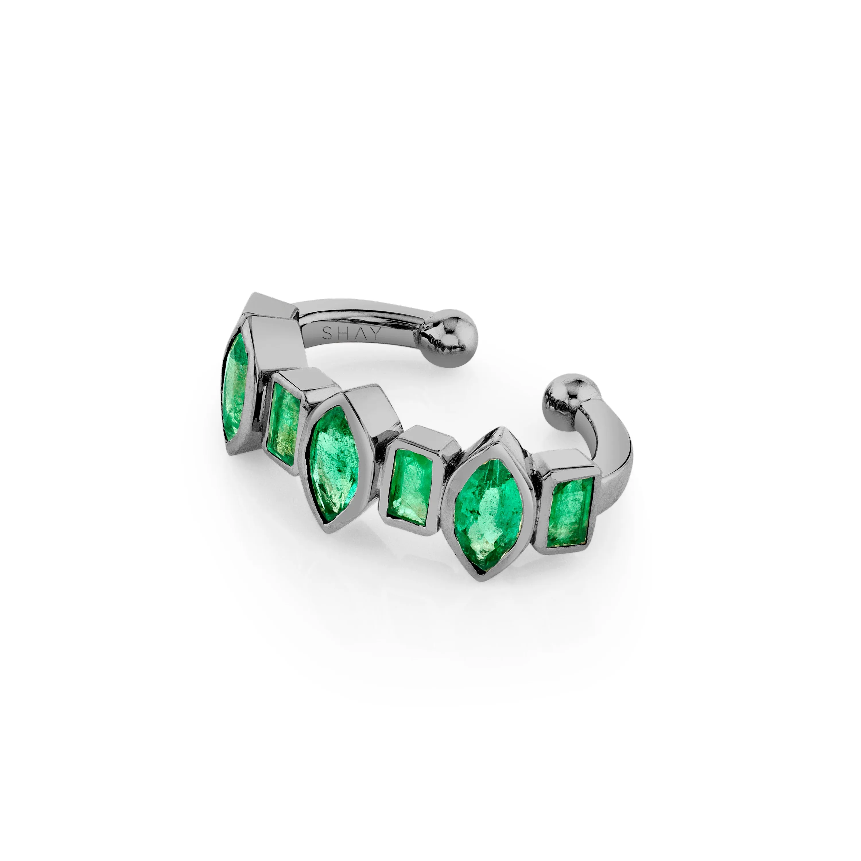 MIXED EMERALD BEZEL EAR CUFF