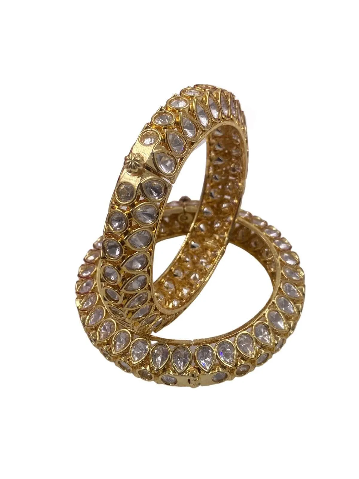 Mohini Gold Plated Polki Kundan Bangles For Weddings By Gehna Shop