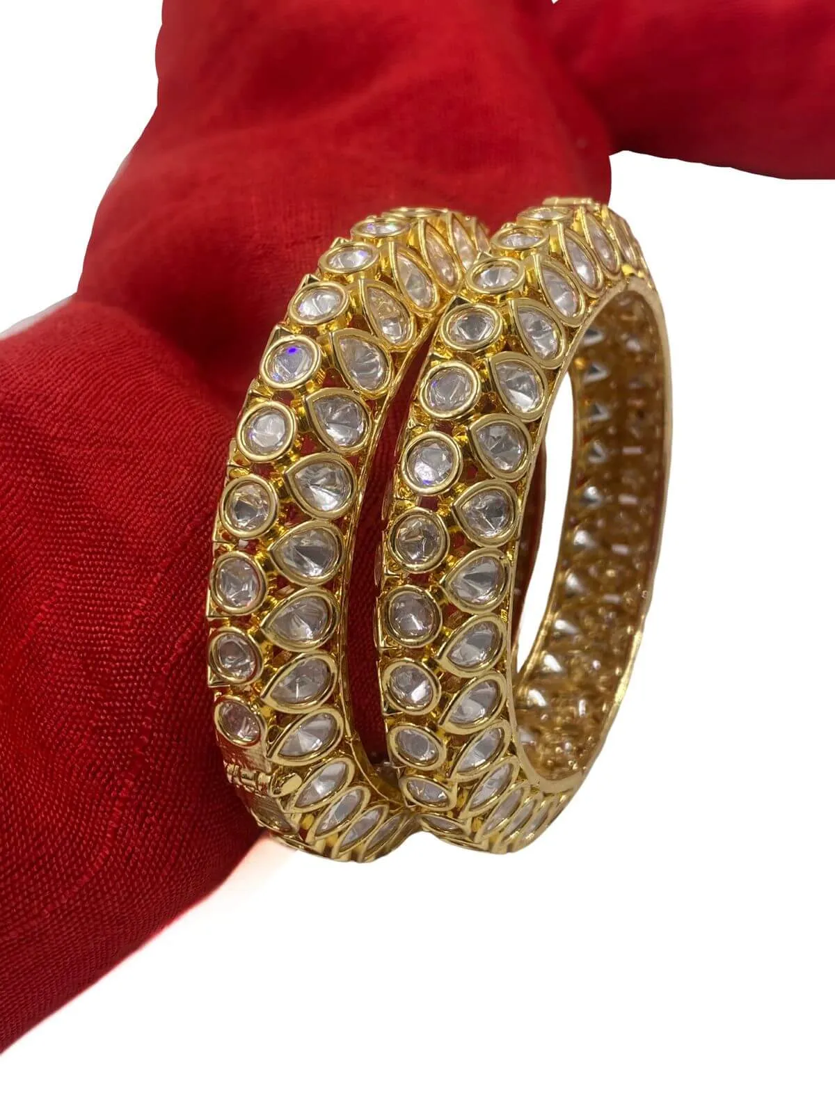 Mohini Gold Plated Polki Kundan Bangles For Weddings By Gehna Shop