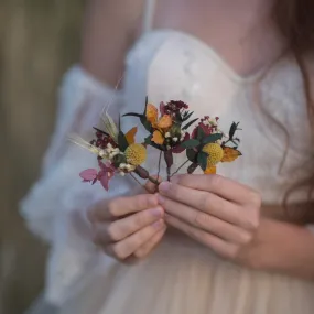 Ochre autumn flower hair pins