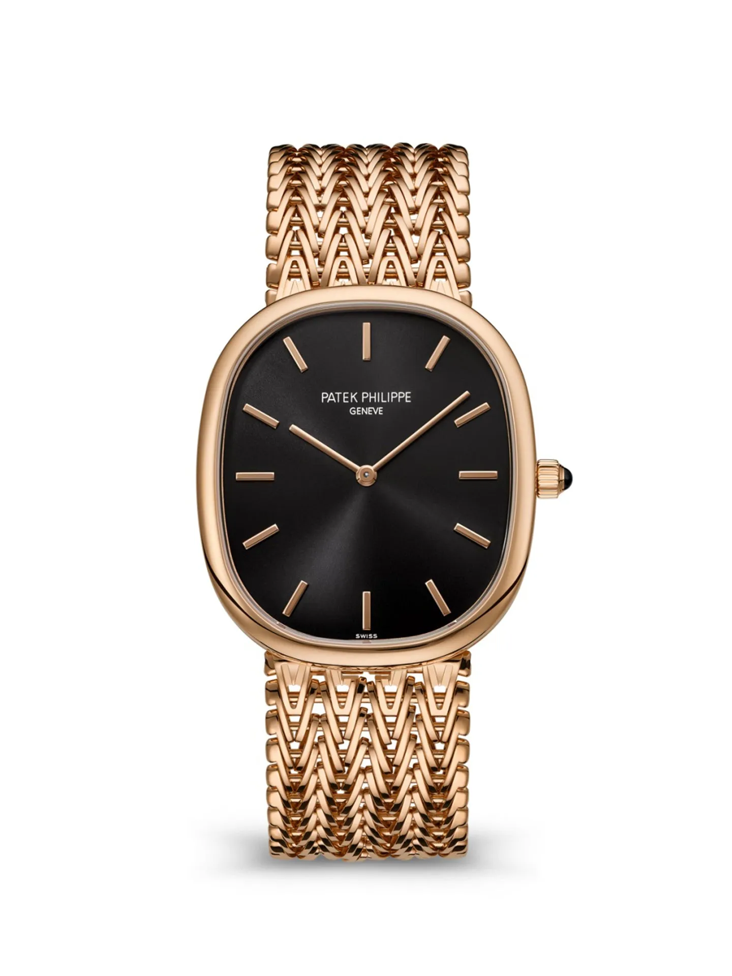 Rose Gold Patek Philippe Golden Ellipse Luxury Watch, Ref. 5738/1R-001, with Integrated Bracelet