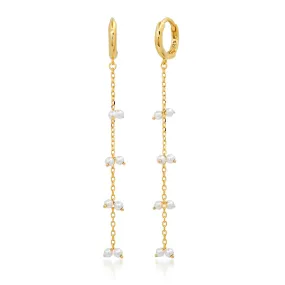 Pearl Waterfall Huggie Earrings