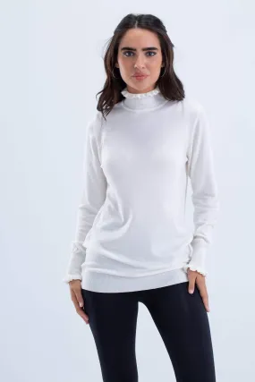 Pullover with Frilled Cuffs