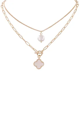 Quatrefoil Pendant Layered Necklace