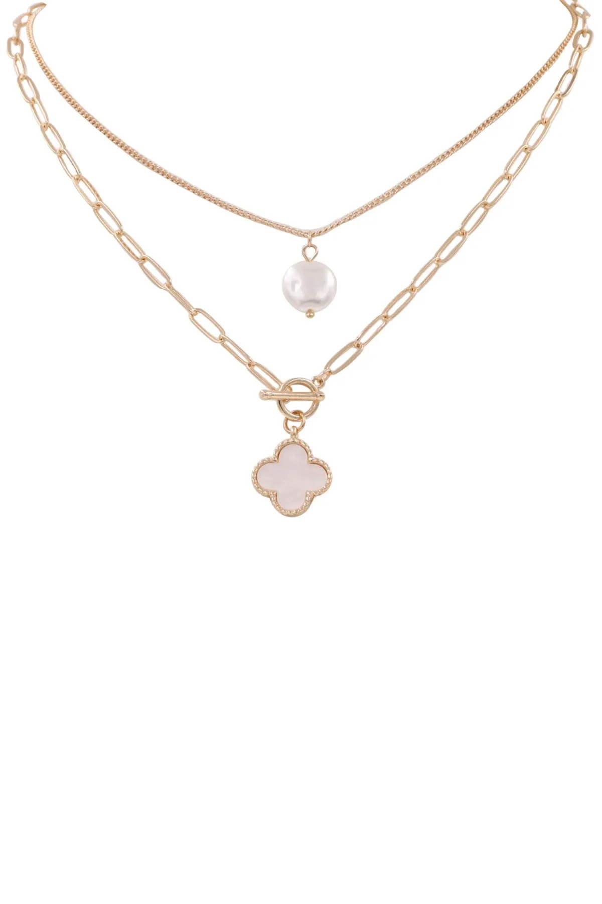 Quatrefoil Pendant Layered Necklace