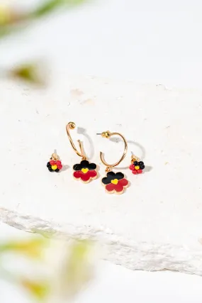 "Raise The Flag" Aboriginal Flag Flower Hoop Earrings