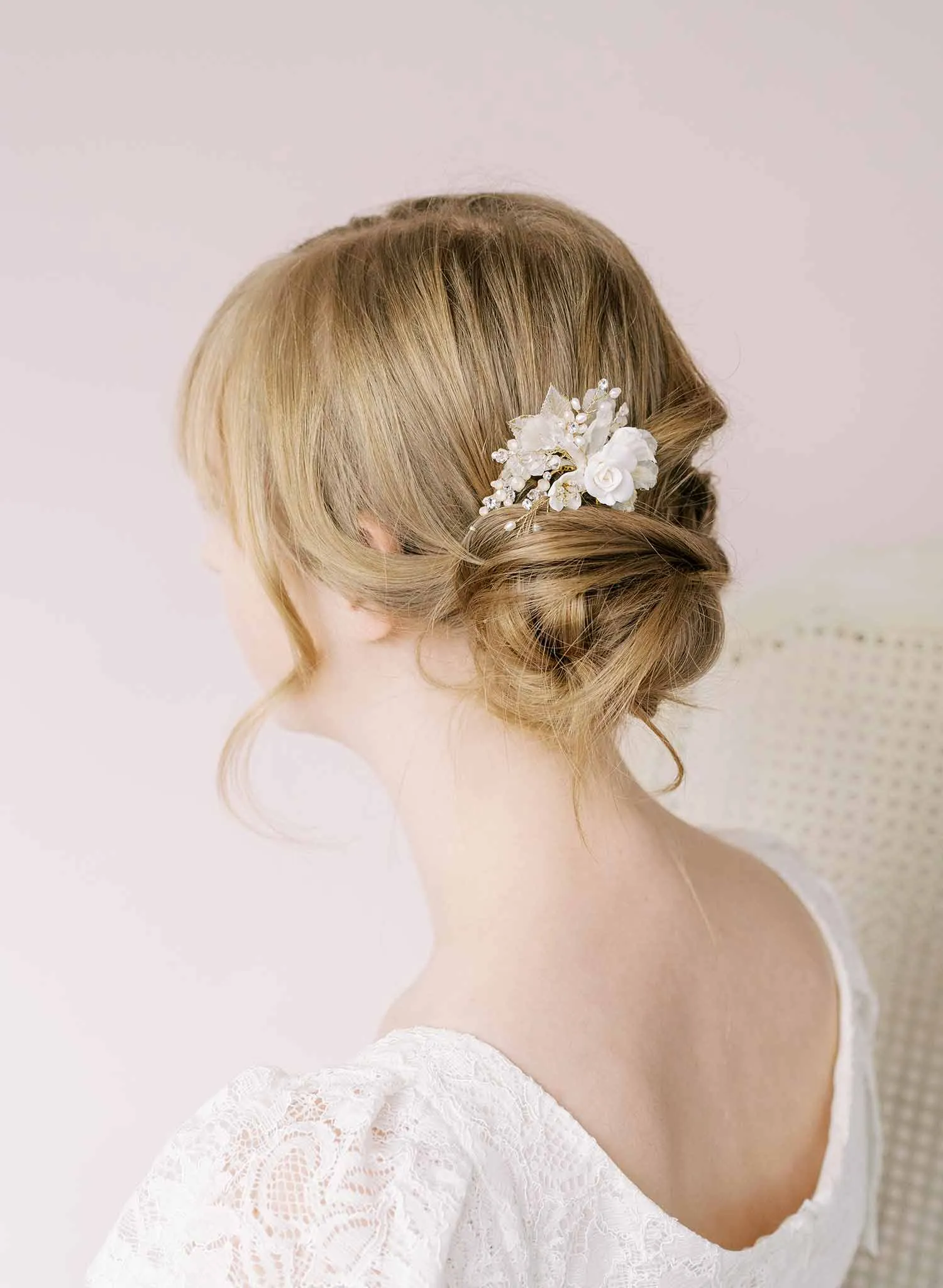 Romantic rose bridal hair pin - Style #2176