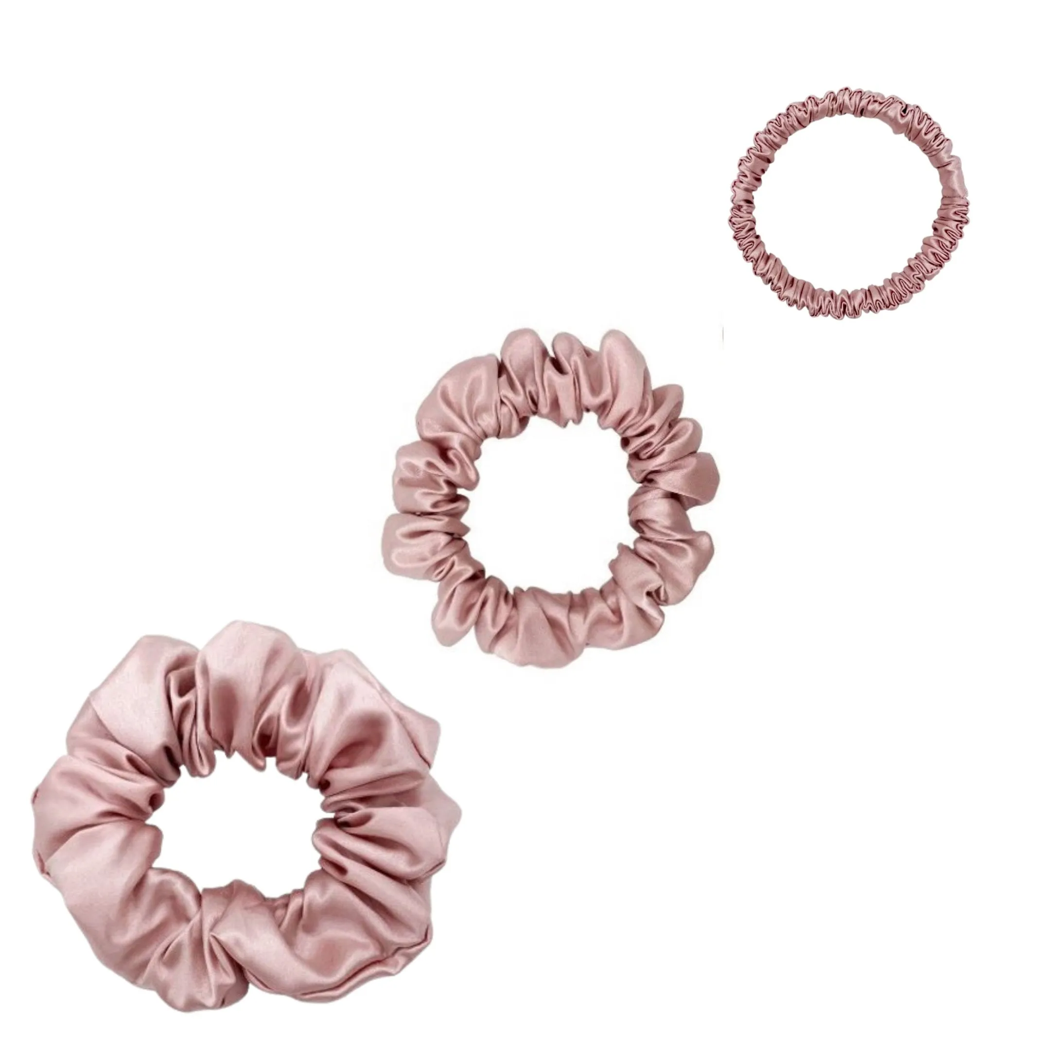 Silk Scrunchies Set - Champagne Gold - Mini, Small, Medium