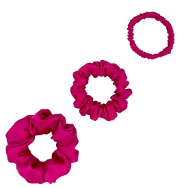 Silk Scrunchies Set - Viva Magenta - Mini, Small, Medium