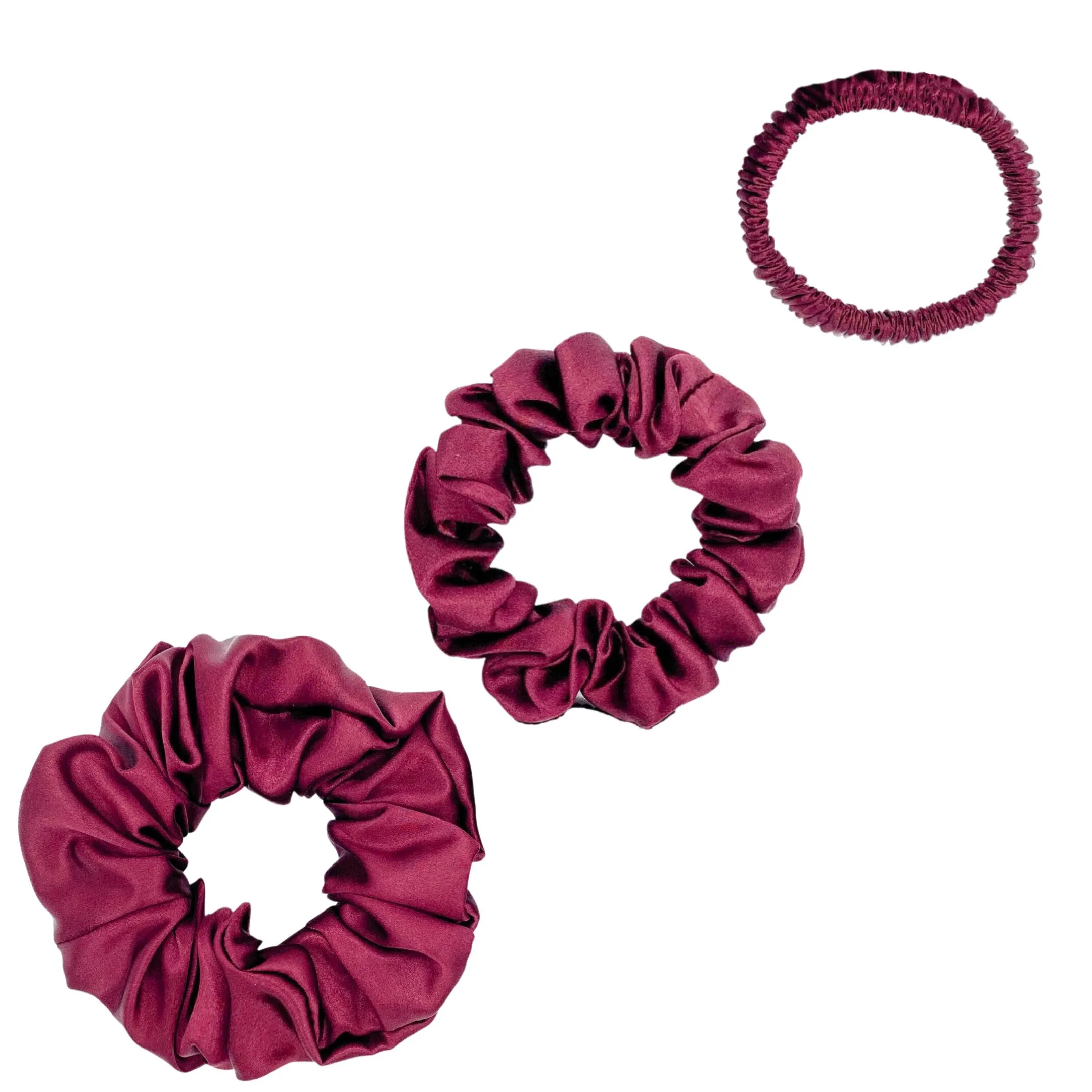 Silk Scrunchies Set - Viva Magenta - Mini, Small, Medium