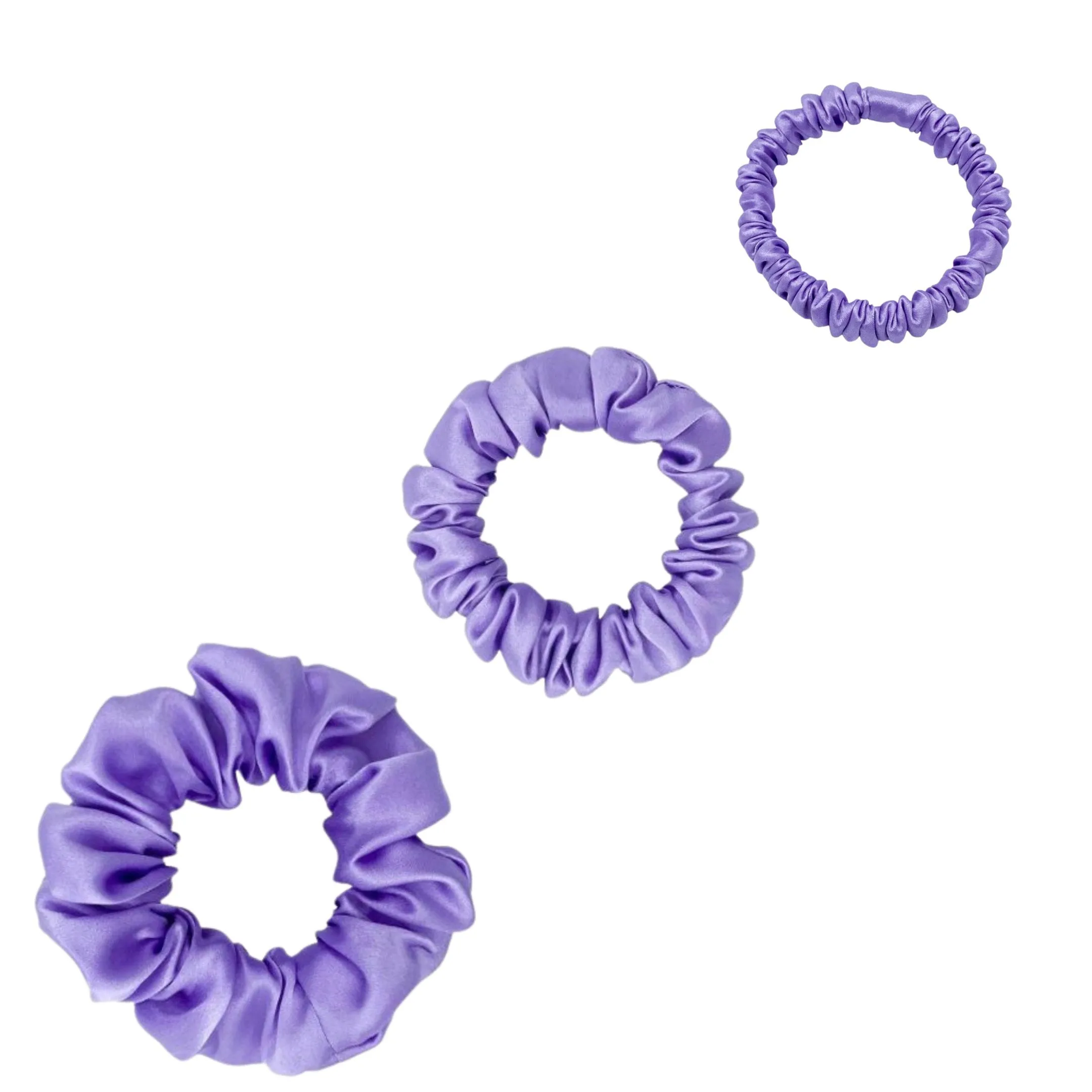 Silk Scrunchies Set - Viva Magenta - Mini, Small, Medium