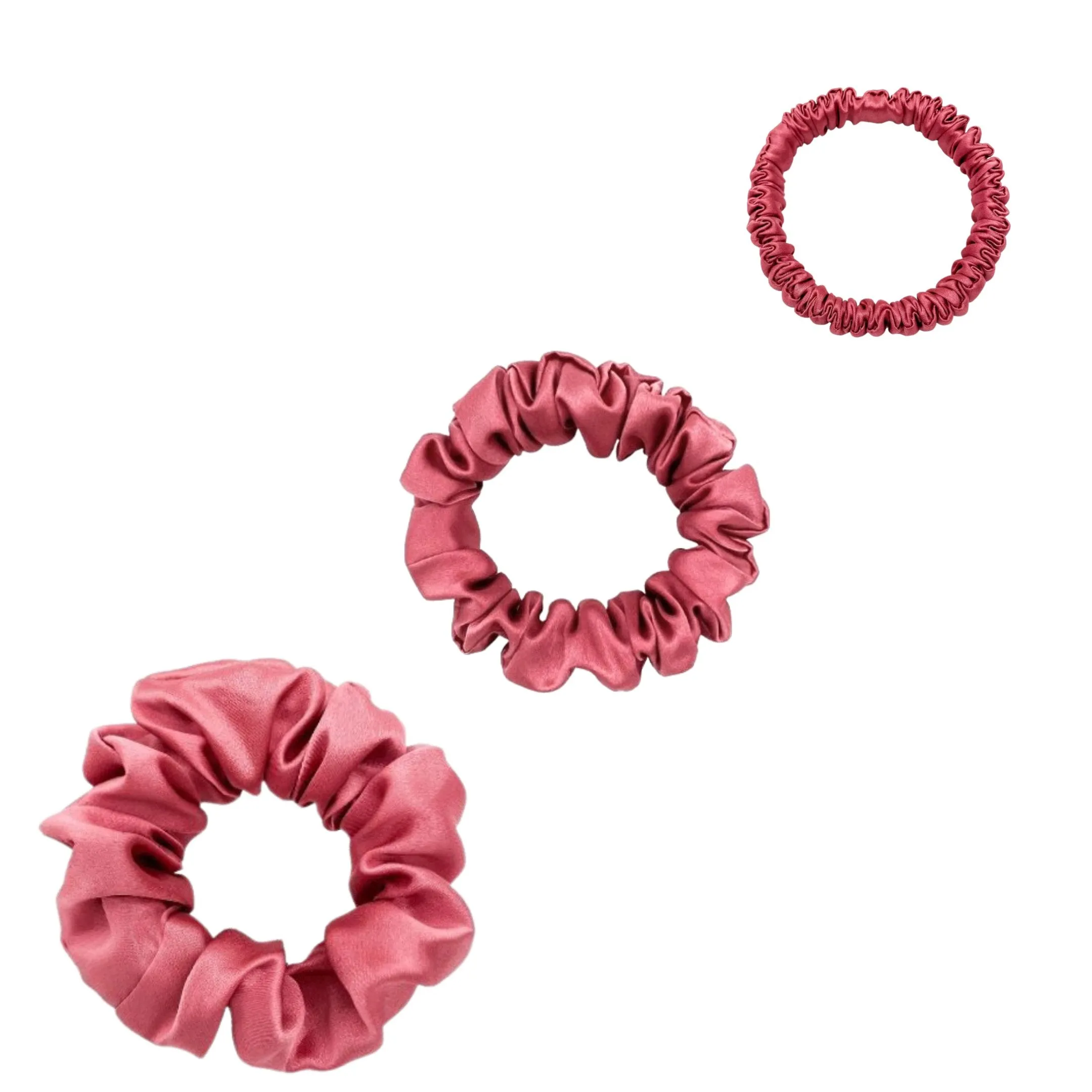 Silk Scrunchies Set - Viva Magenta - Mini, Small, Medium