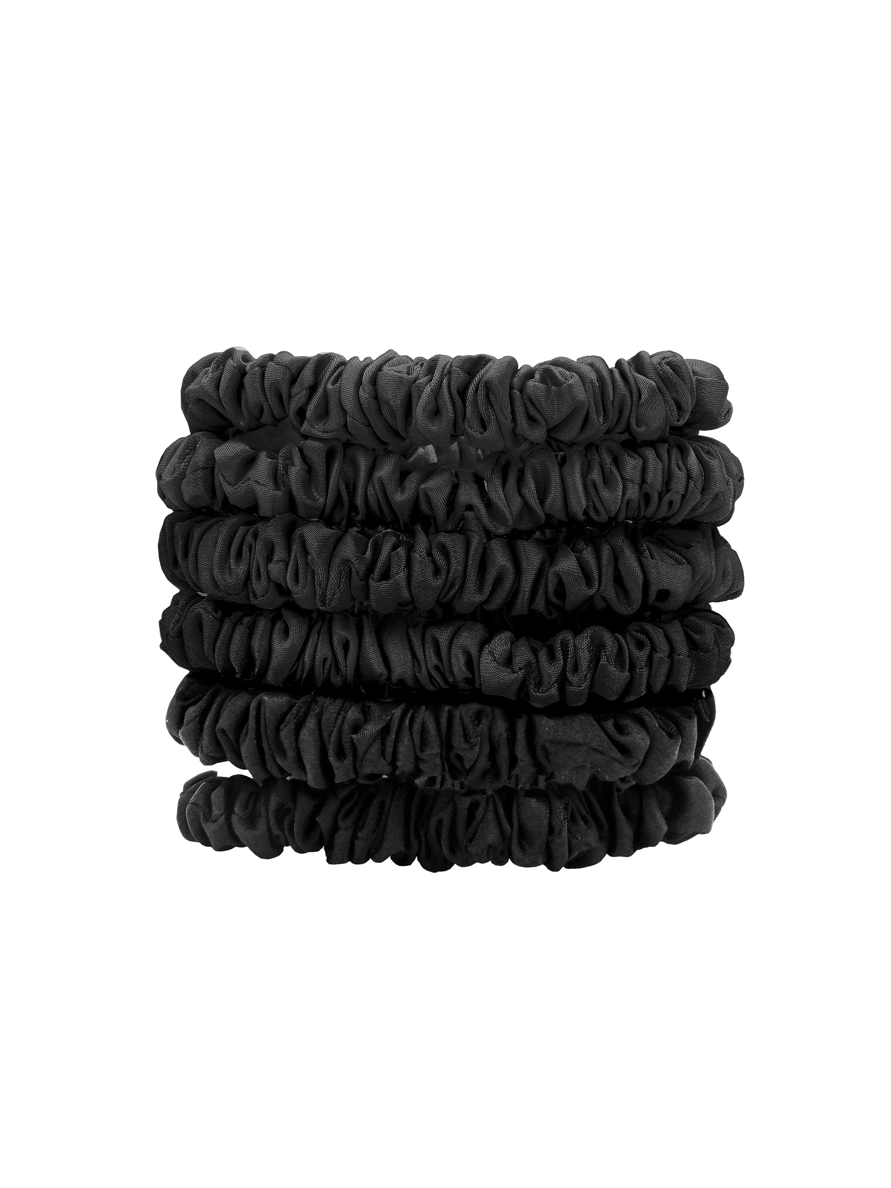 Silky Knots Hair Scrunchies 6 Pack - Black