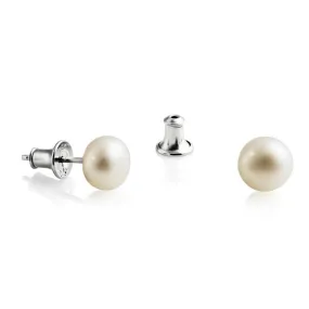 Silver Pearl Stud Earrings