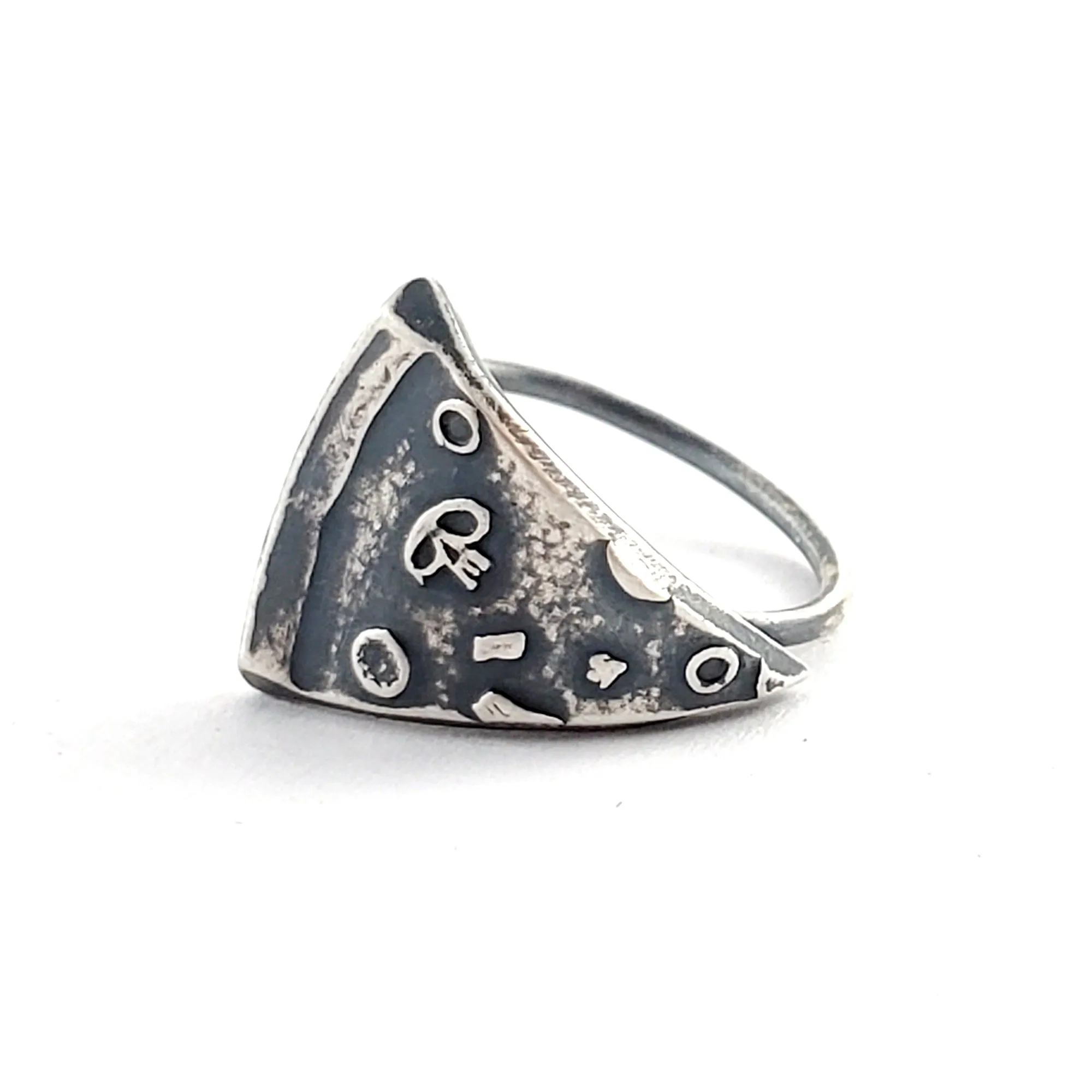 Silver Pizza Slice Coin Ring