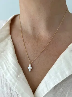 SINGLE PEARL CROSS CHAIN NECKLACE