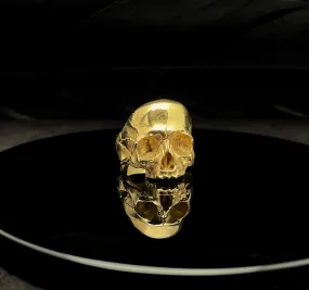 14K Solid Gold Engraved Skull Decay Ring