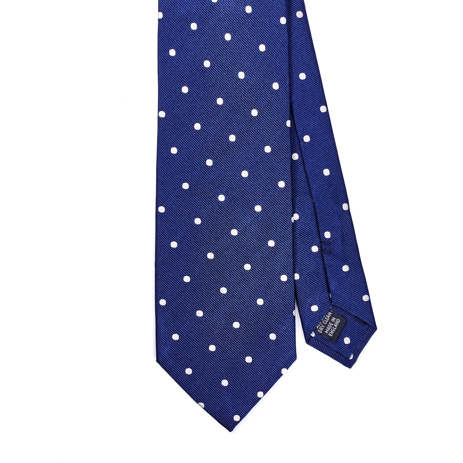 Sovereign Grade Woven Navy/White Wide Dot Tie, 150 cm