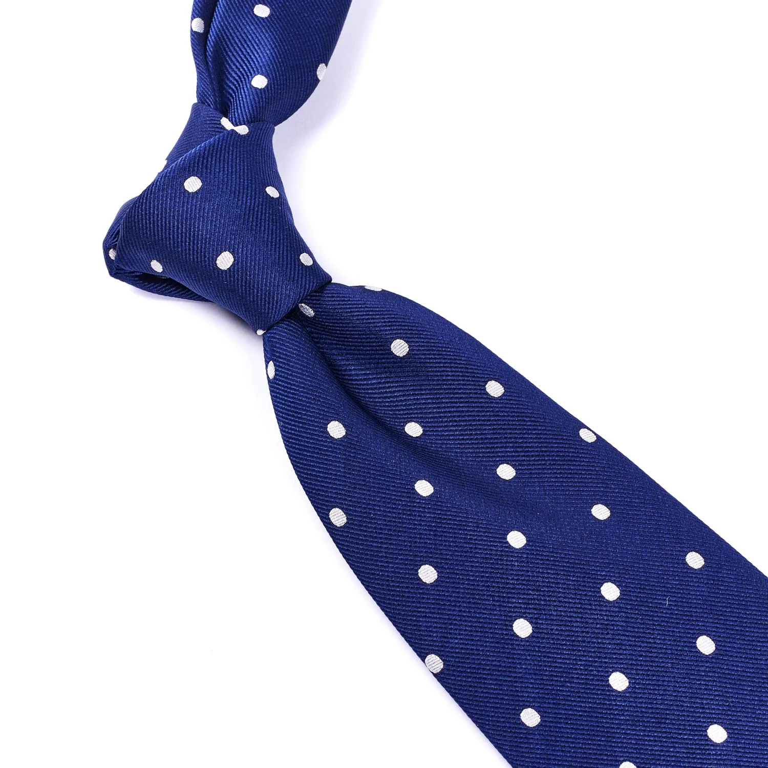 Sovereign Grade Woven Navy/White Wide Dot Tie, 150 cm