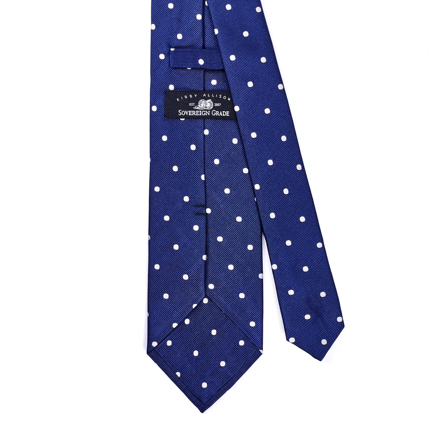 Sovereign Grade Woven Navy/White Wide Dot Tie, 150 cm