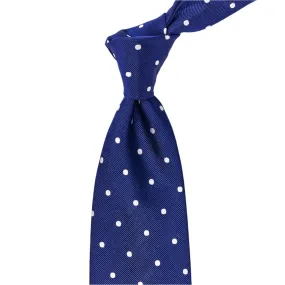 Sovereign Grade Woven Navy/White Wide Dot Tie, 150 cm