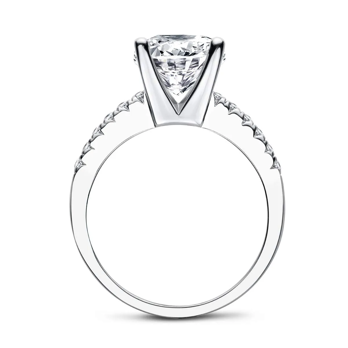 Square Cushion Cut Engagement Ring in Sterling Silver