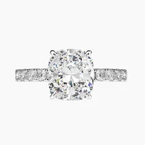 Square Cushion Cut Engagement Ring in Sterling Silver