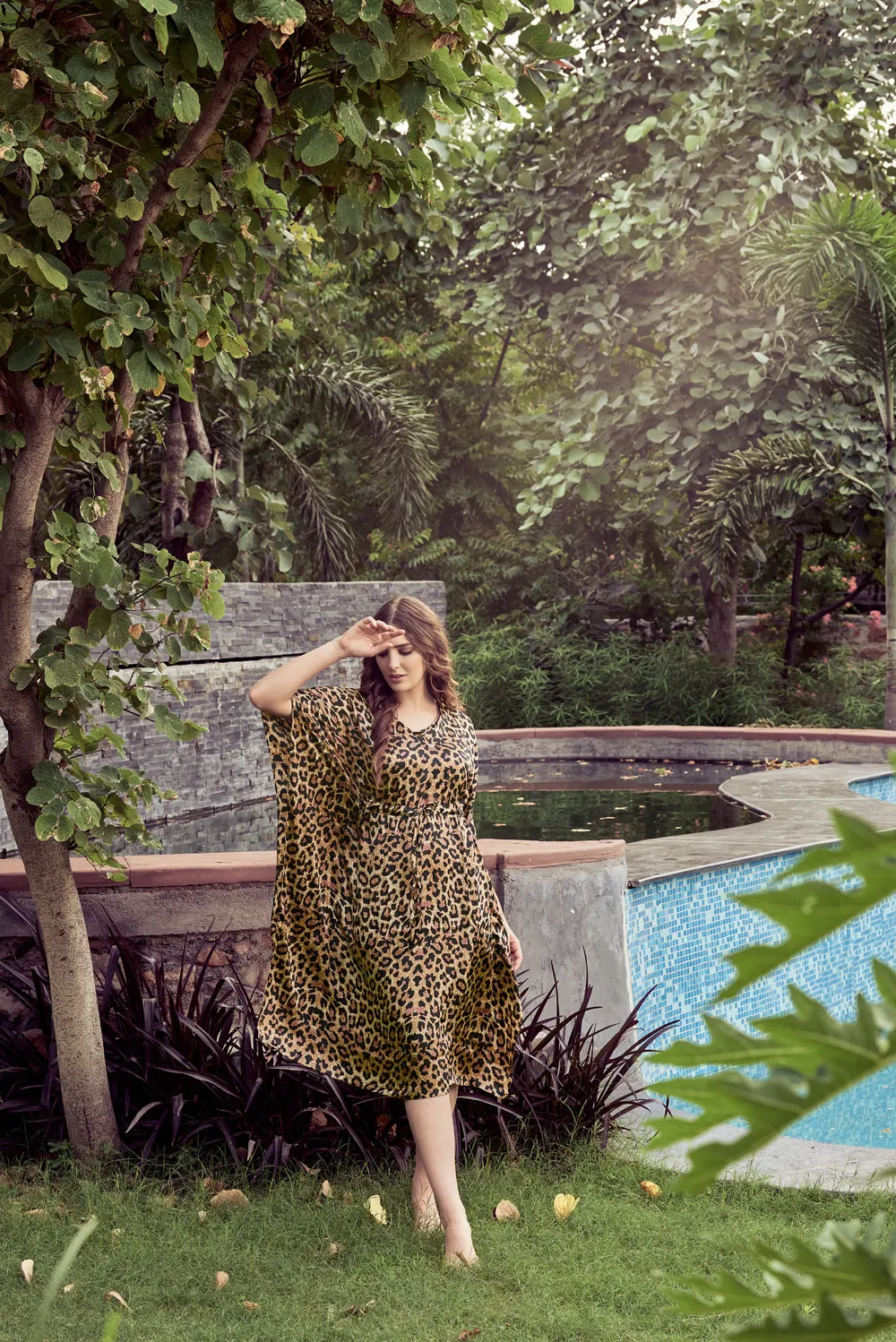 Stalk all-night Leopard Print Kaftan