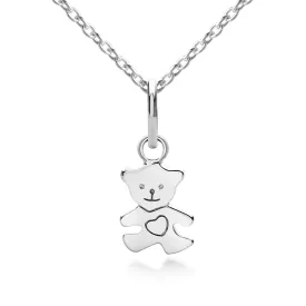 Teddy Bear Pendant & Necklace - Sterling Silver