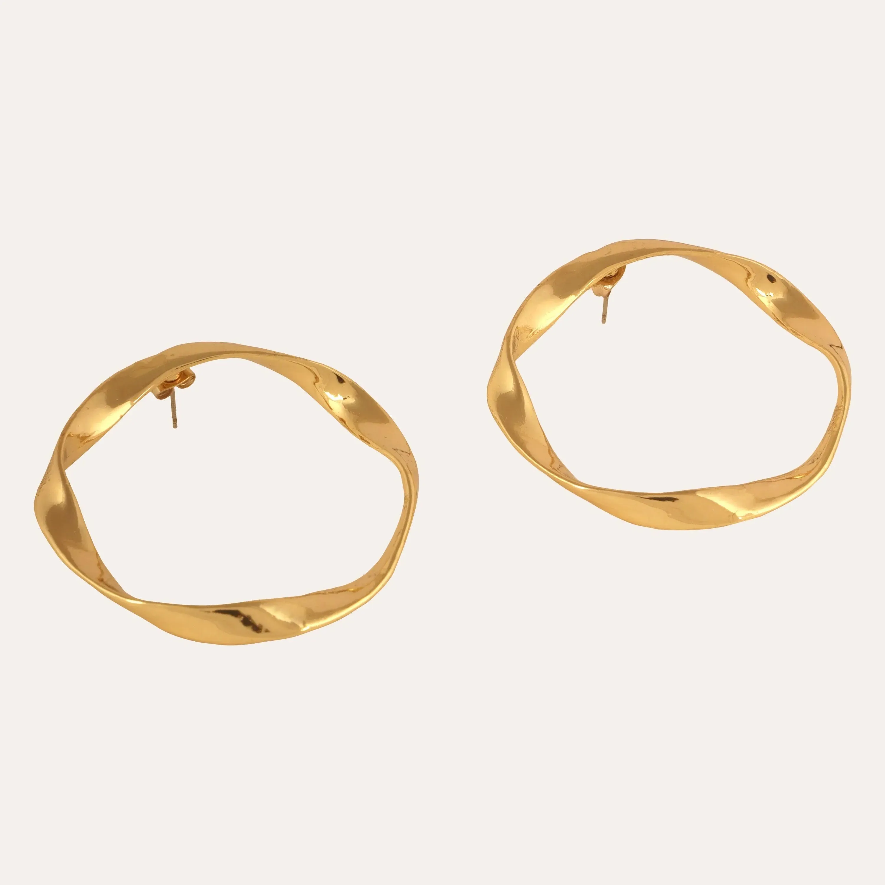 TFC Chunky Gold Plated Statement Hoop Earrings