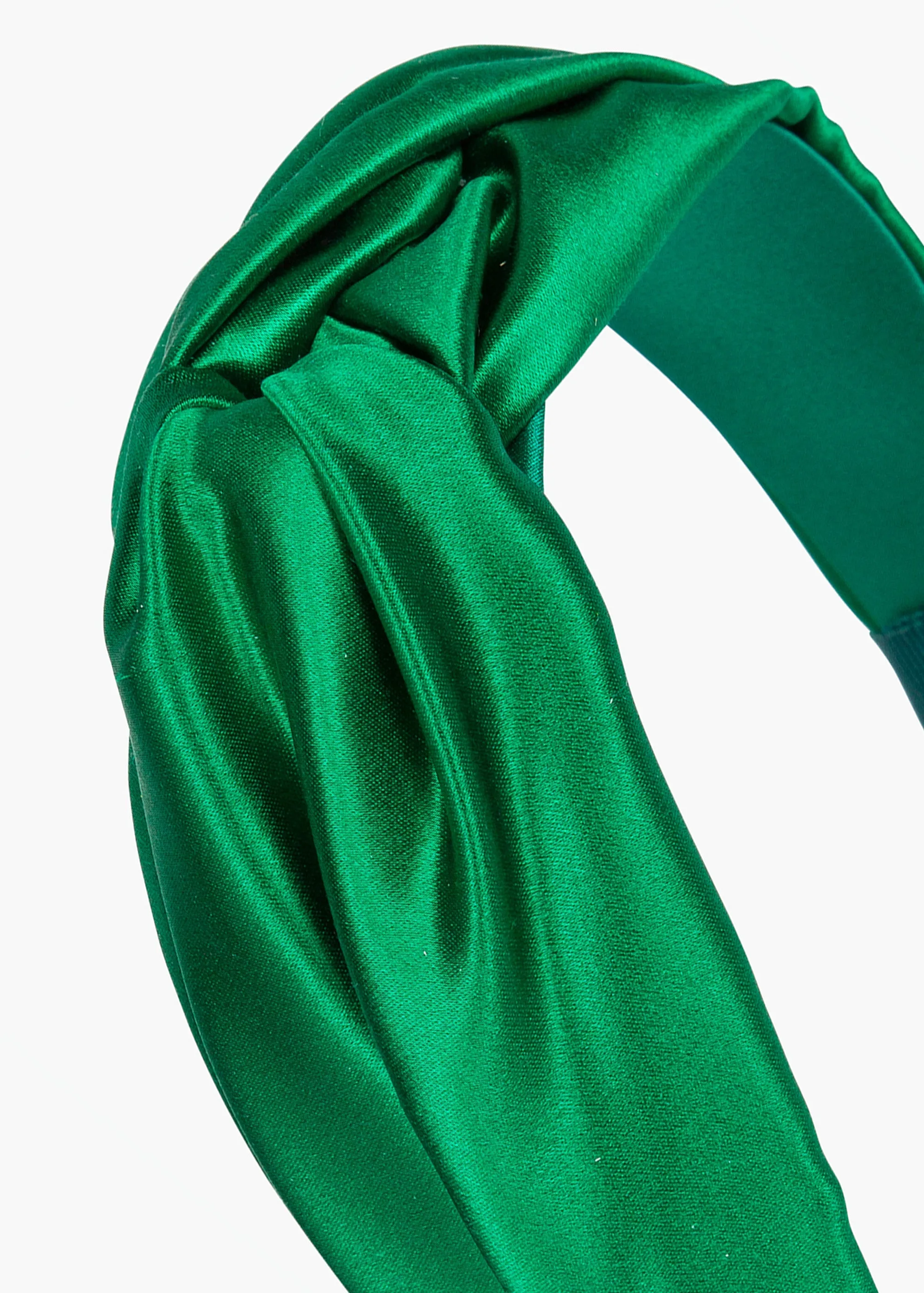 Twist Headband in Silk Satin -- Emerald