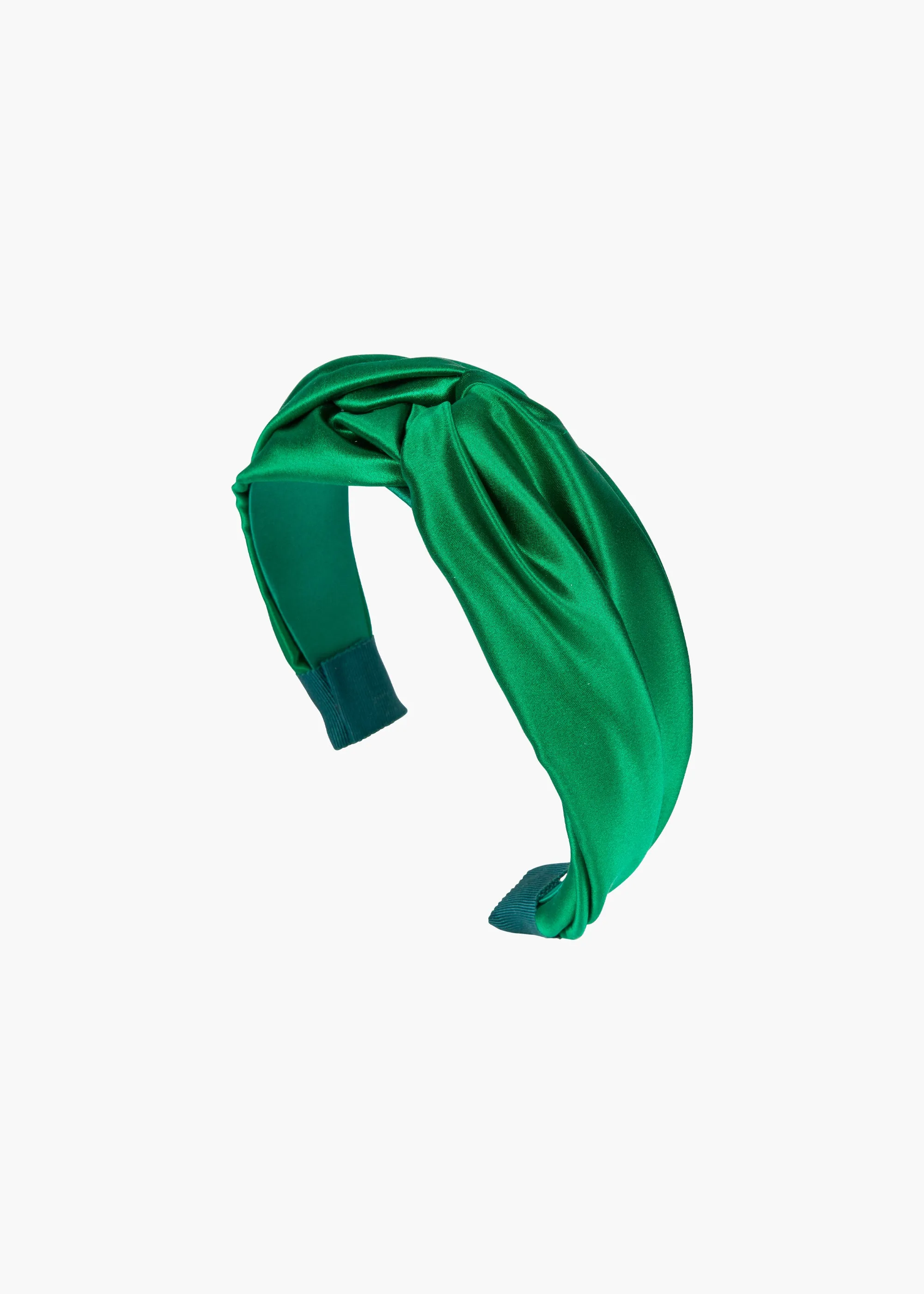 Twist Headband in Silk Satin -- Emerald