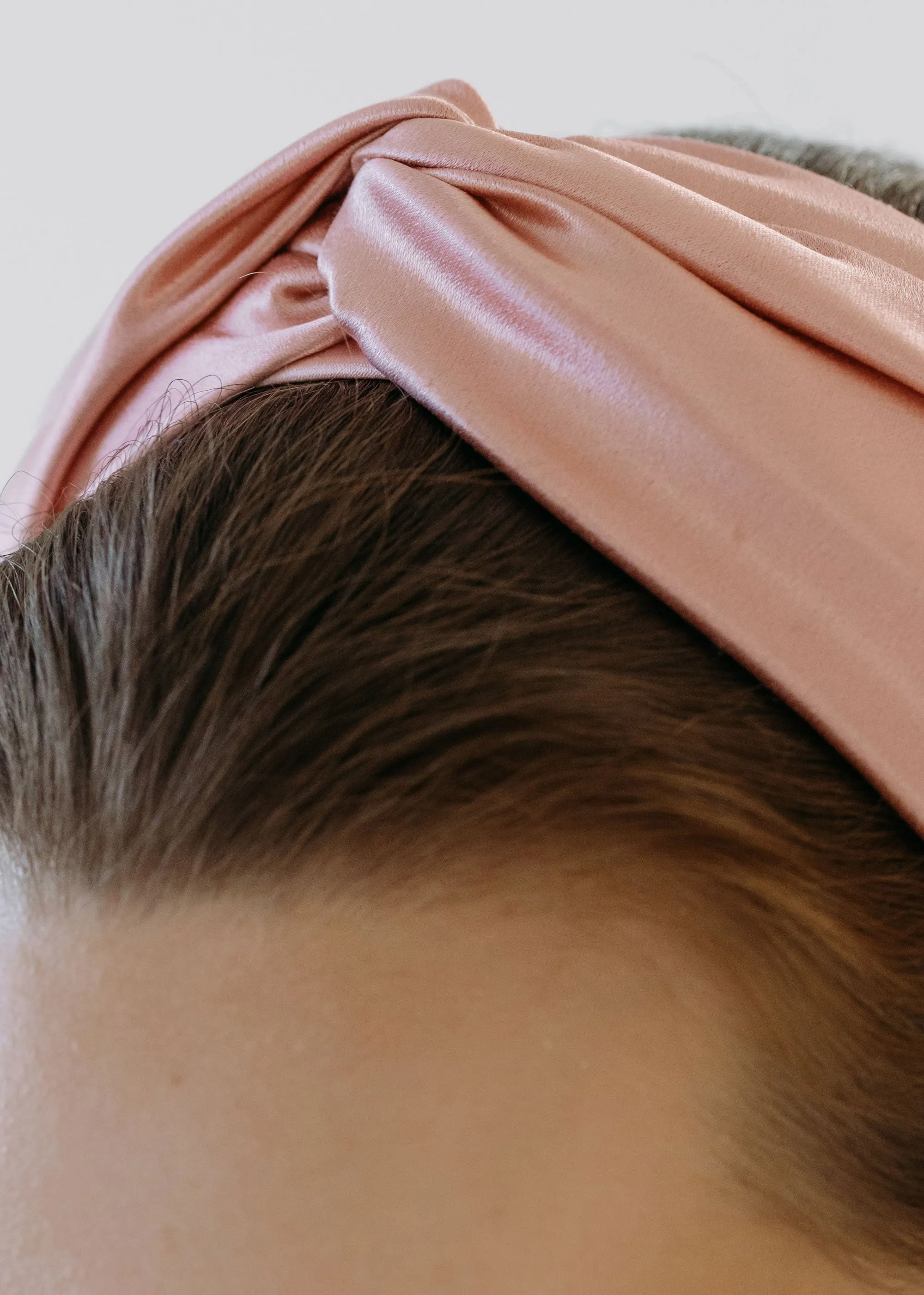 Twist Headband in Silk Satin -- Peony